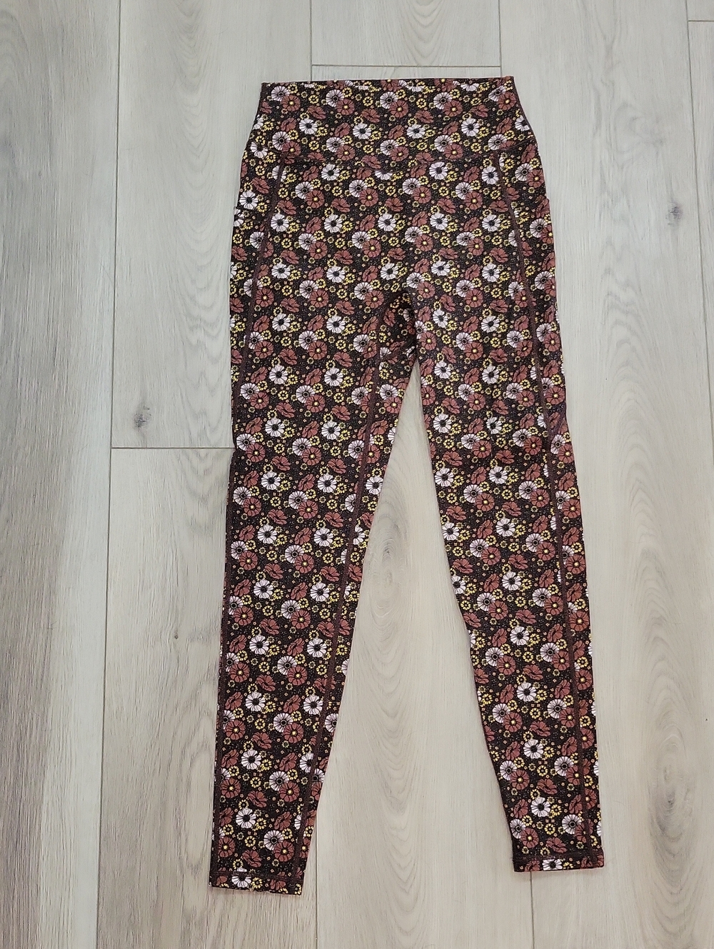 BuffBunny Floral Print Leggings - Pink, Brown & Cream